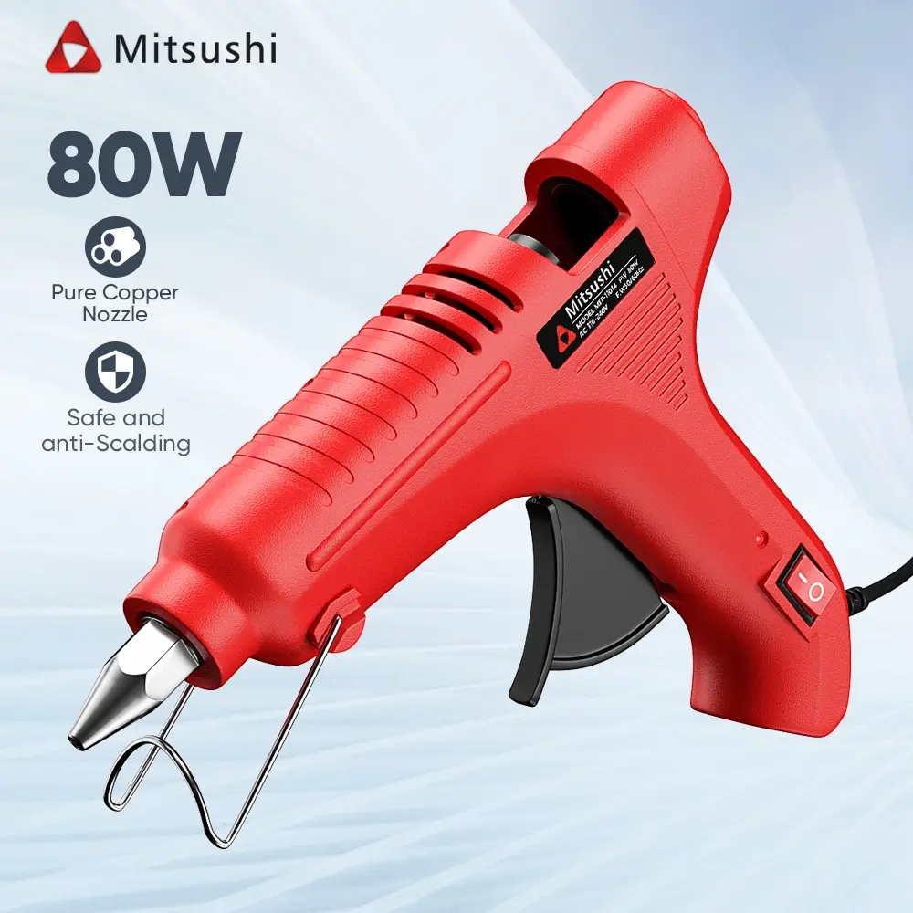 Mitsushi Lem Tembak 80 Watt / Hot Melt Glue Gun On-Off 11mm Pencairan Lem Stabil Alat Lem Tembak