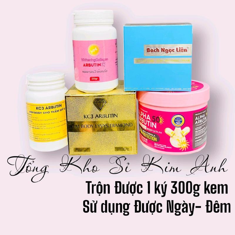 COMBO KEM TRẮNG BODY CẤP TỐC bạch ngọc liên xanh Livy's body arbutin arbutin 3c3 màu vàng và màu hồng