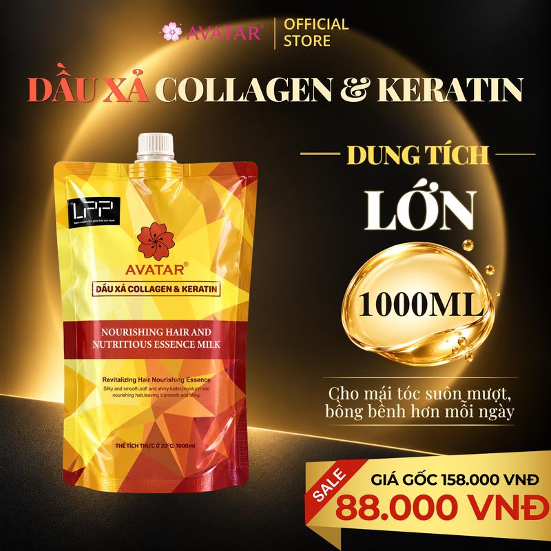 Dầu Xả AVATAR Collagen & Keratin Siêu Dưỡng Dung Tích Lớn – Dầu Xả Phục Hồi Tóc Hư Tổn, Tóc Uốn Duỗi Nhuộm, Cấp Ẩm Dưỡng Mượt, Giúp Tóc Bóng Khỏe
