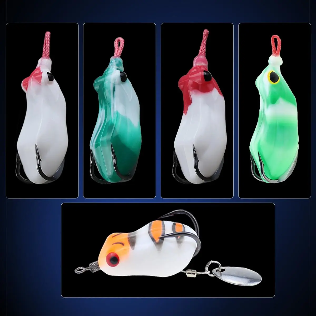 Very Cheap Mini Rubber Frog Casting  Spinning Lure Soft Froggy Jump Floating Fishing  Bait Toad Bait Top Water Artificial Ray with Double Hooks Top Water Soft 3D Eyes
