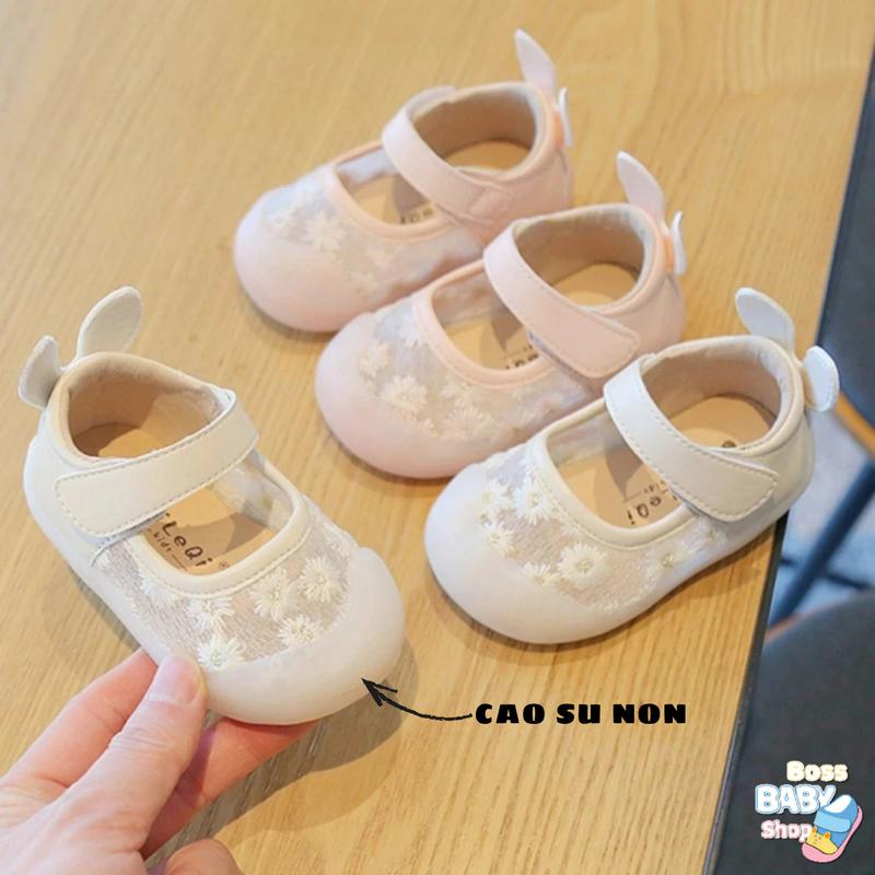  Giày San dan Tập Đi Cho Bé Gái Từ 0 - 2 Tuổi Quai Dán Ngang Đế Mềm Nhẹ Êm Chân  3311  Cao Su Sandal Cao Su Sandal Jean Dép Sandal 