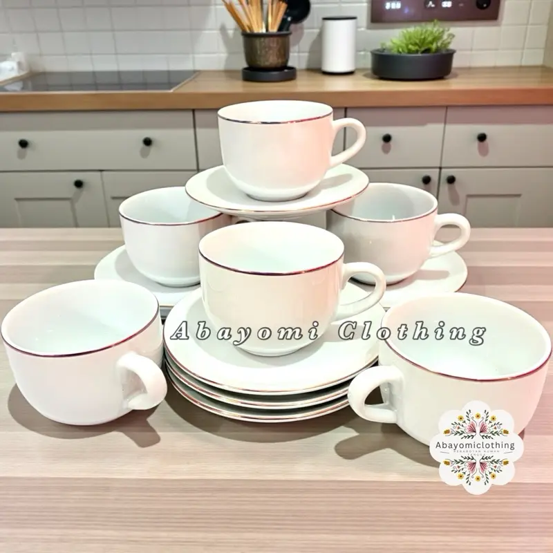 1 SET GELAS KERAMIK SUNBIRD ISI ( 6 CANGKIR + 6 TATAKAN) GELAS KOPI KERAMIK