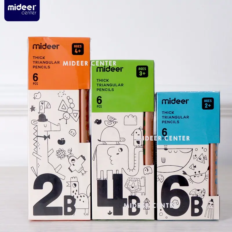 Mideer Thick Triangular Pencil 2B 4B 6B Alat Tulis Pensil Segitiga Kayu Pensil Kumon Tebal Umur Usia 2+ Kado Souvenir Mainan Edukasi Anak 0