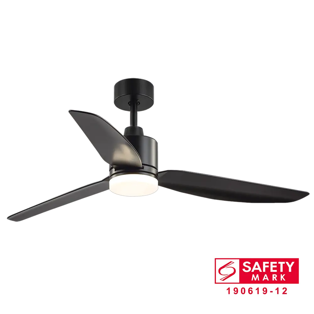RUBINE 44" Black Ceiling Fan With Tri Colour LED Light | BELL 44LB