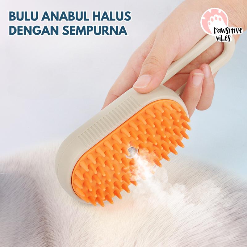 Sisir Uap Kucing 3 in 1 - Pet Grooming Brush Spray - Steams Brush Kucing - Sisir Sikat Uap Untuk Bulu Rontok Kucing Anjing 3
