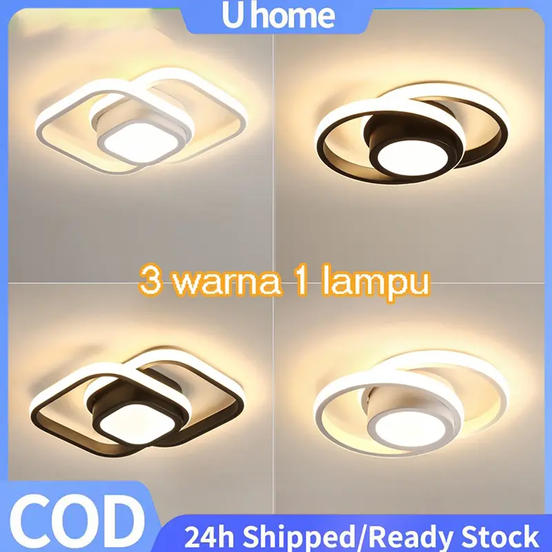 【Ready COD】Lampu Plafon 3 Warna LED Ceiling Lamp Sederhana Modern Lorong Koridor Ruang Tamu Balkon Lampu Gantung 3 Colors Lampu Plafon LED Ceiling Light Lampu Hias Gantung Rumah Ruang Tamu Kamar Minimalis Tempat Lampu Plafon Ceiling Lamp aesthetic Room 0