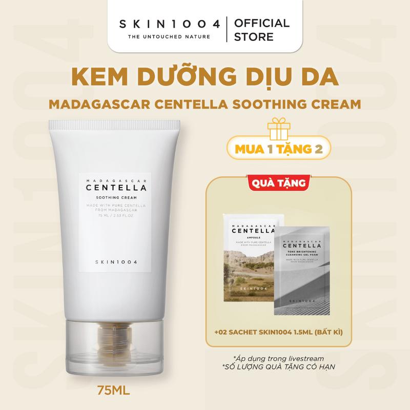 [LS][Tặng 2 sachets 1.5ml bất kì] SKIN1004 Kem Dưỡng Ẩm Da cho da dầu Madagascar Centella Soothing Cream 75ml/30ml