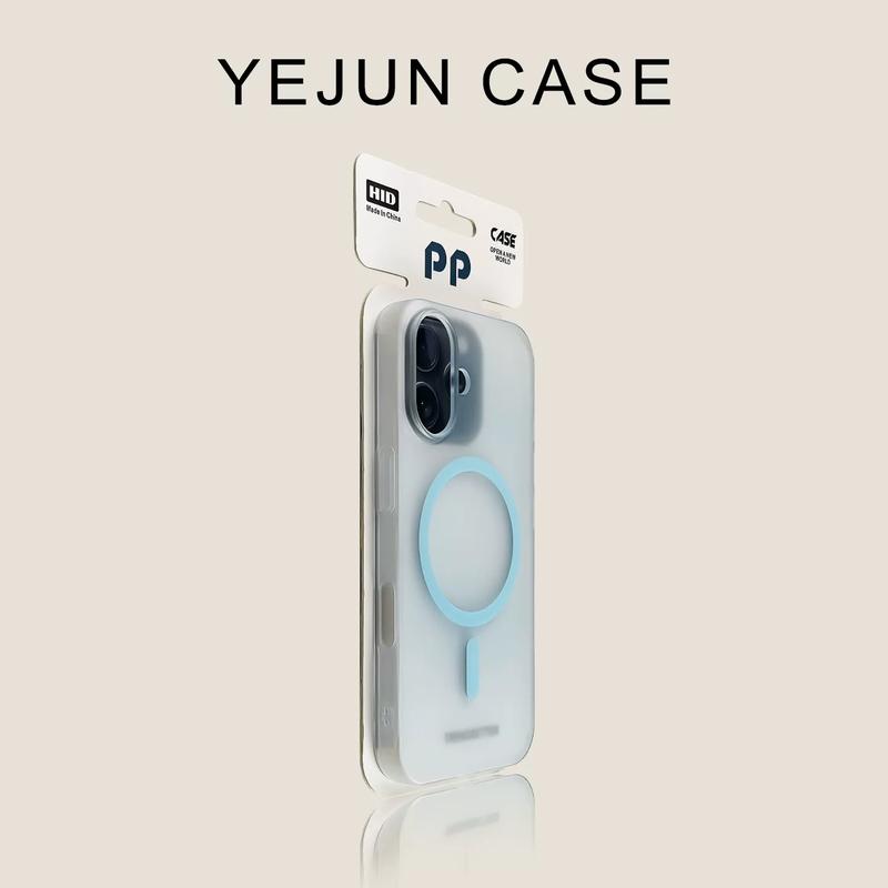 Ốp điện thoại MagSafe mới màu xanh biển băng, bề mặt mờ sương, bán trong suốt, khoét lỗ camera lớn, siêu mỏng nhẹ, cao cấp, thiết kế độc đáo tối giản, đang thịnh hành, bảo vệ toàn diện