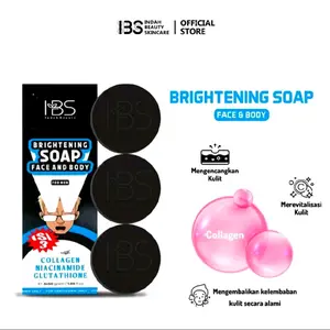 [FLASHSALE] IBS Sabun Muka Pria 3PCS Membersihkan & Mencerahkan Kulit Kusam dengan Active Charcoal Glutathione Collagen Niacinamide & Sunflower Seed Oil BPOM