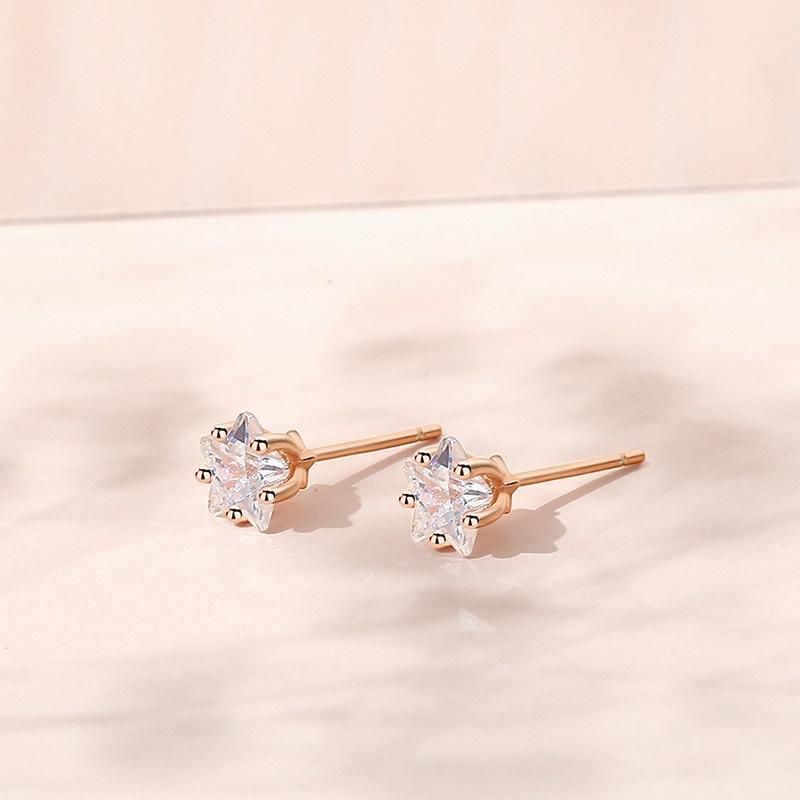 Sterling Silver 925 Earrings Star Shape Stone Đối với phụ nữ đeo hàng ngày Không phai 0
