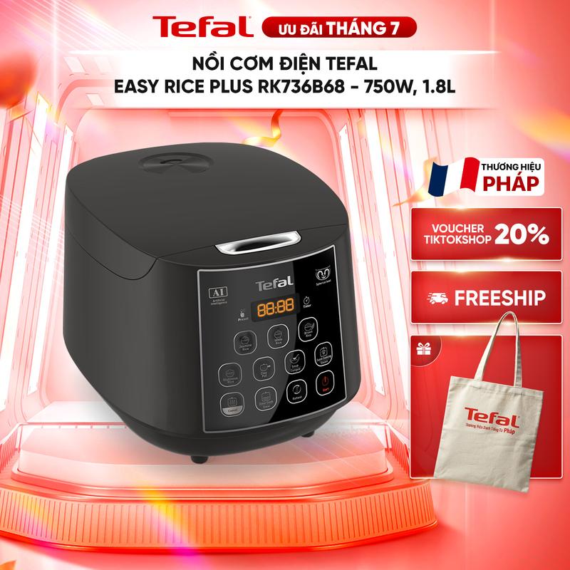 Nồi cơm điện Tefal Easy Rice Plus RK736B68 - 750W, 1.8L Cooker Nấu Cơm, 11 chương trình nấu ăn