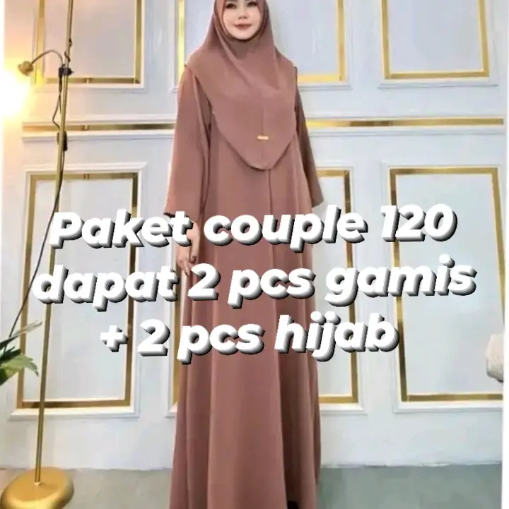 GAMIS ABAYA+ HIJAB JUMBO CRINGKEL AIRFLOW Polos/gamis muslim , 0