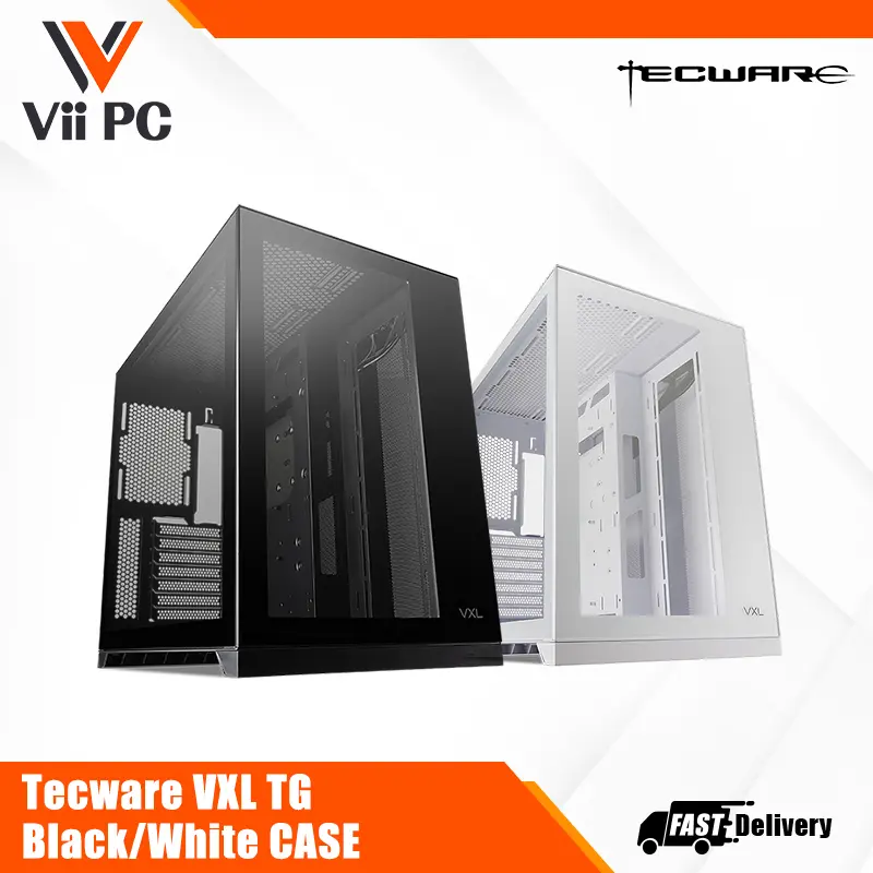 Tecware VXL TG Dual Chamber ATX Case Black or White Hard Case