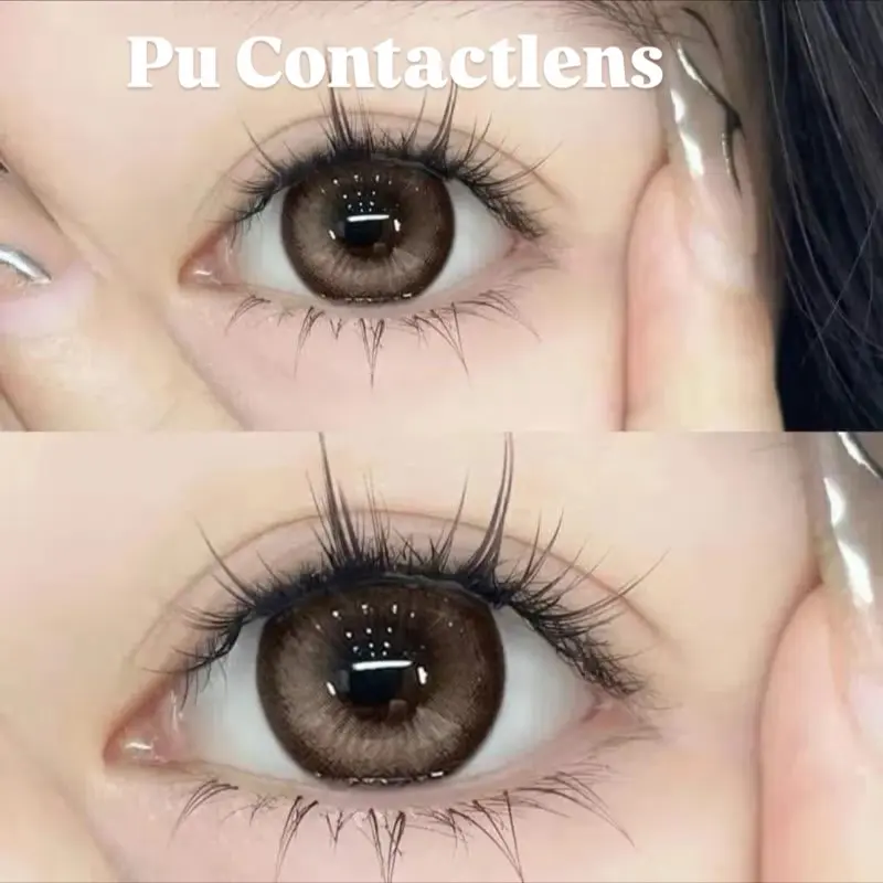 Pu Lens - Kính áp tròng nâu tây hạt dẻ lens douyin sang chảnh giãn to (Cow’s Milk brown-14,5mm)