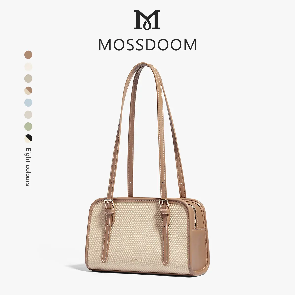 MOSSDOOM Retro Bag New Korean Style Fashionable Women's Bag  Pocket Boston Shoulder Bag For Women  With Zipper PU Leather Brown tas  selempang