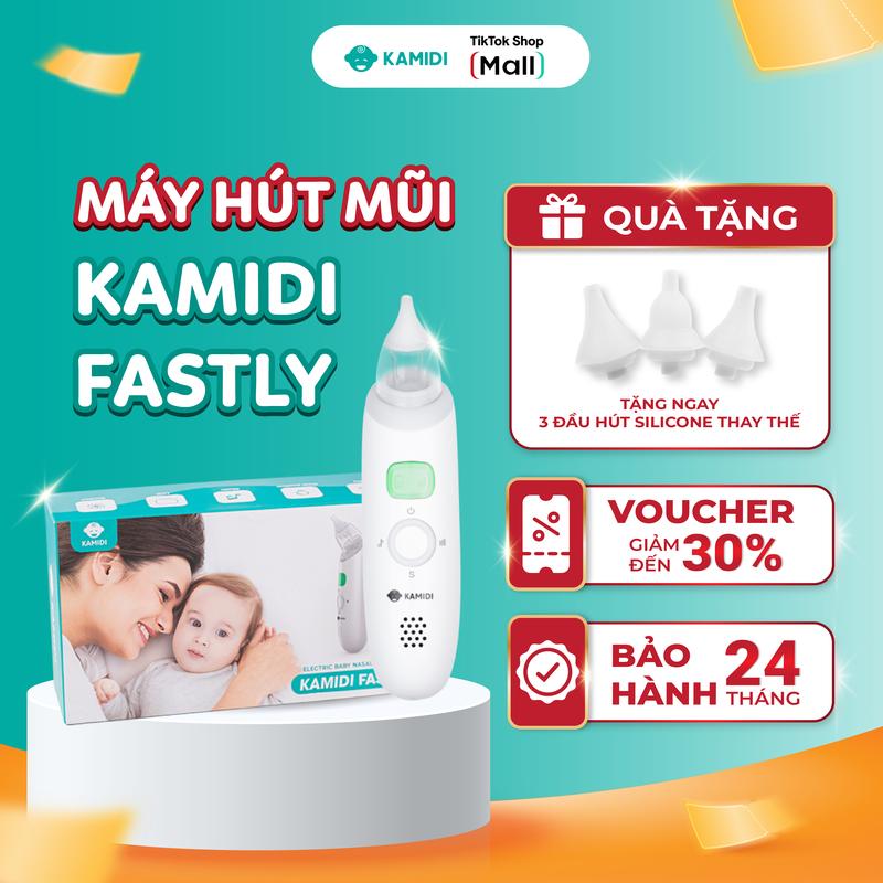 Máy hút mũi Kamidi Fastly cầm tay cho bé, đầu hút silicon siêu mềm, 3 cấp độ hút, an toàn, dễ sử dụng