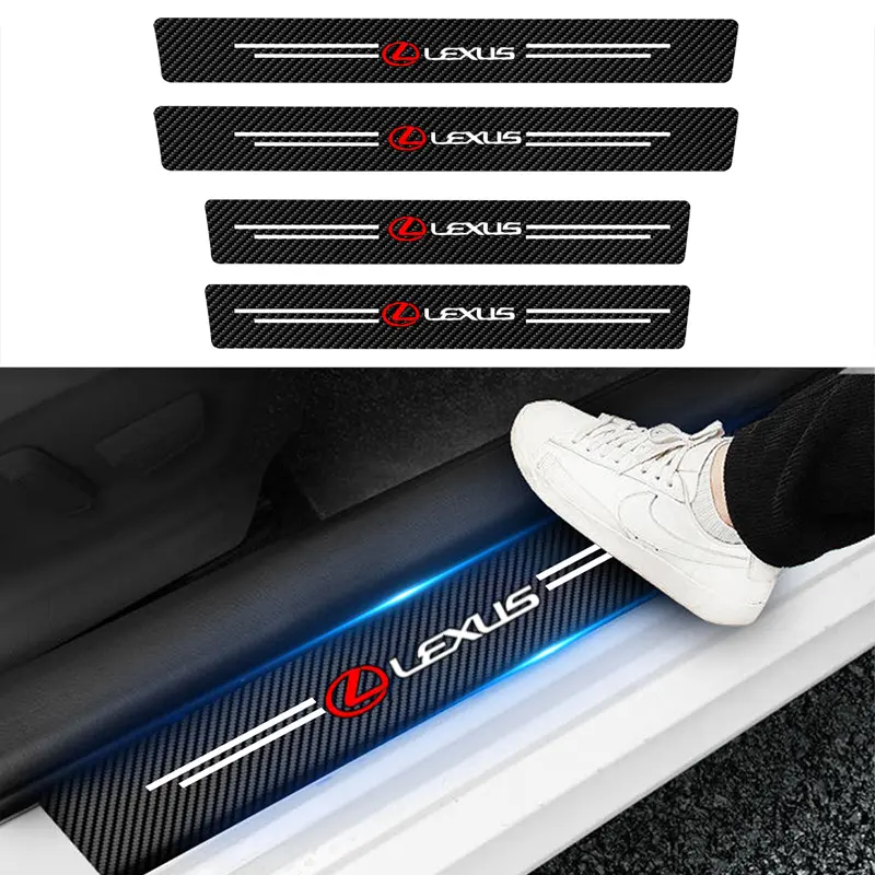1/4Pcs Car Styling Threshold Strip Stickers Auto Carbon Fiber Anti-Scratch Stickers for Lexus ES200 ES300 LC UX NX Rcf GS350 CT