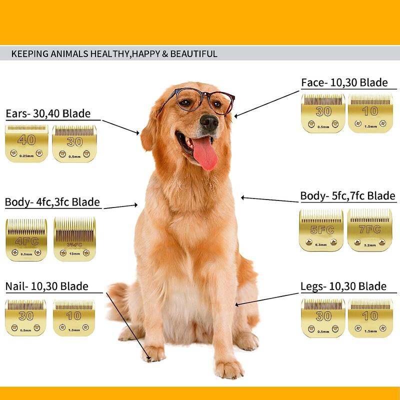 Product Introduction of #50 Golden Detachable Pet Dog Grooming Steel blade Fit For Andis,Oster A5 & 76 ,Wahl KM Animal Clippers,cut length 1/125-Inch,0.2mm 6