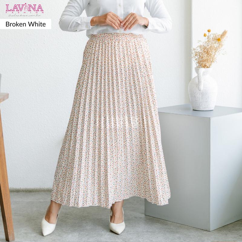 Lavina VB136 | Floria Skirt Rok Plisket Bunga Wanita Maxi Korean Style Bahan Hyget Premium 7