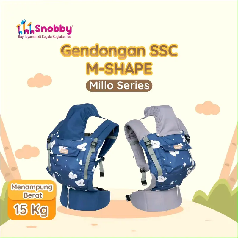 Gendongan Bayi M-Shape Snobby Milo Series (SBG9141) - Gendongan depan M-Shape 2