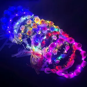 Bando Bunga Mahkota Led Warna Warni Bando Pesta