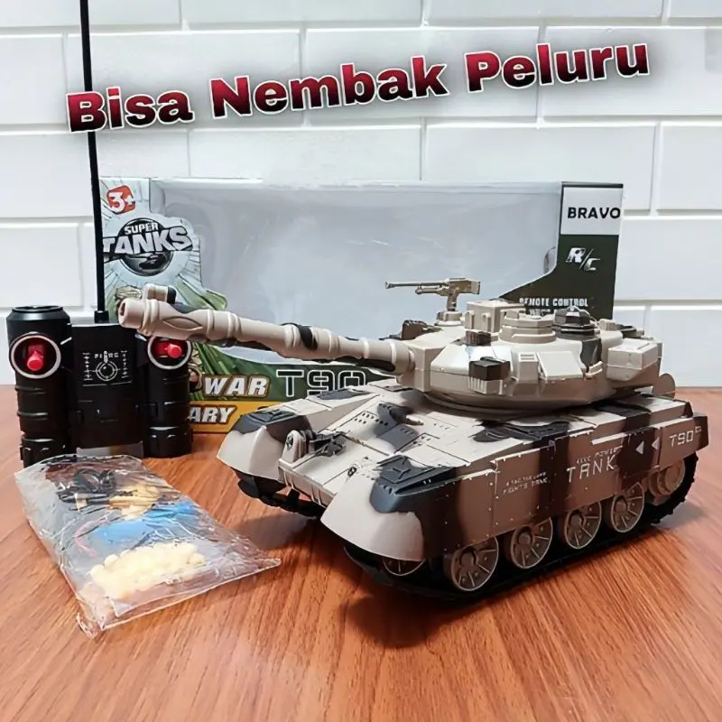RC War Tank Militer Remote Control T90 Tentara Tembak Peluru Plastik Mainan - Mobil Mobilan Tank Baja Military Army Remot Kontrol ada Lampu dan Suara Baterai Cas Miniatur Diecast Miniatur Anak Cowok Laki Laki Edukasi 4