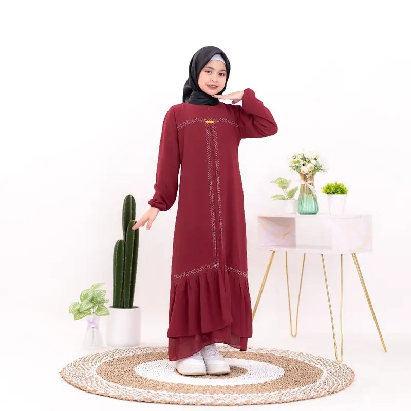 Hanakids Abaya anak perempuan | Crinkle mix swarosky premium | Baju Gamis Anak Perempuan Elegant Terlaris 4