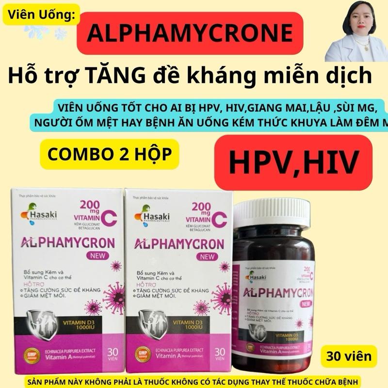 2 Hộp Uống ALPHAMYCRON Lọ 30 viên . Hỗ Trợ Nâng Cao Miễn Dịch Giảm Mệt Mỏi.( CHE TÊN)