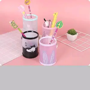 Penyimpanan Pensil Lucu dengan Desain Kucing dan Kacamata untuk Meja Kerja dan Sekolah