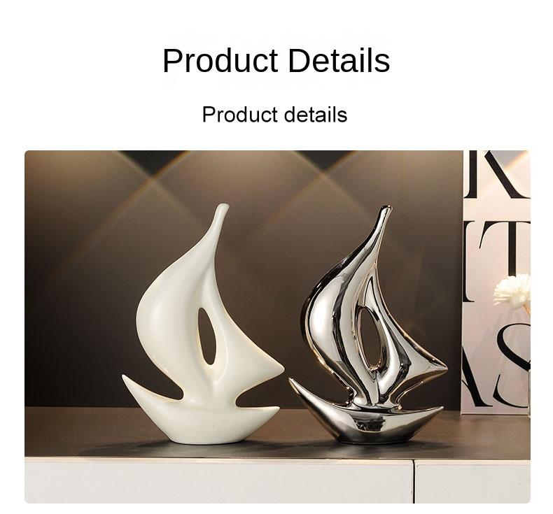 Product Introduction of Simple Modern Ceramic Sailboat Statue Creative TV Cabinet for Living Room Home Decorative Crafts 14
