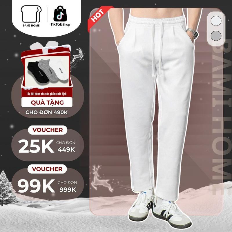   OUTLET T12  Quần baggy nam thiết kế ống suông chất liệu vải poly 2 da co giãn tốt thoáng mát QBG03 BAMIHOME store 