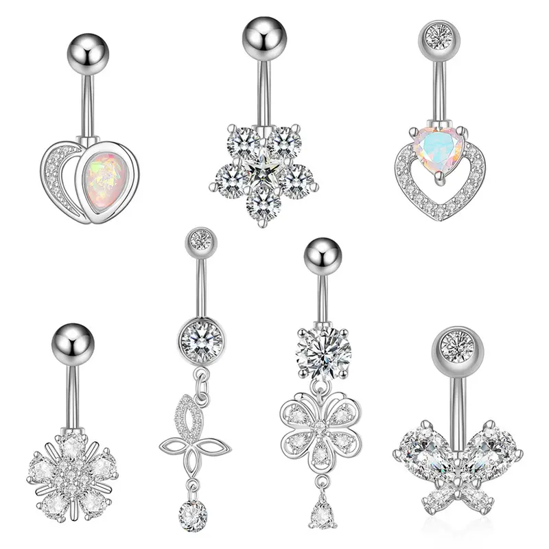 1 Chiếc Xỏ Khuyên Thanh Lịch Và Đáng Yêu Cho Nữ, Vòng Nút Bụng, Mặt Dây Chuyền, Mô Phỏng Zircon, Phụ Kiện Thời Trang 5