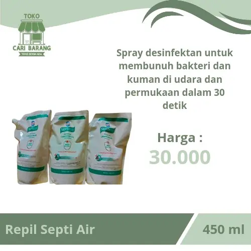 Septi Pouch 450ml + Repil Septi Air + Cairan Desinfektan + Cairan Antiseptik 0