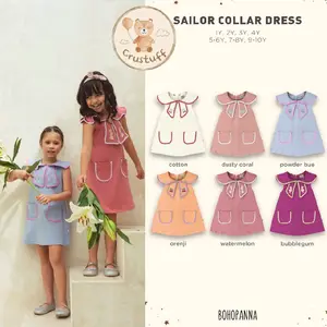 SAILOR COLLAR DRESS Bohopanna B136 B116 / Dress Anak Perempuan / Dress Anak Cewek Katun