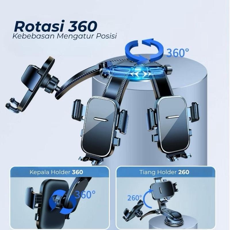 Phone Holder Dashboard Kaca Mobil 360° Rotation Flexible Strong Suction CUP Car Holder Universal