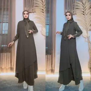 Parayou Alina Gamis Wanita Set Hijab Busui Friendly Airflow Dress Seragaman Kondangan Ceruty BabyDoll Panjang Polos Muslim Dewasa Syari Mewah Remaja Lebaran 2026 Jumbo