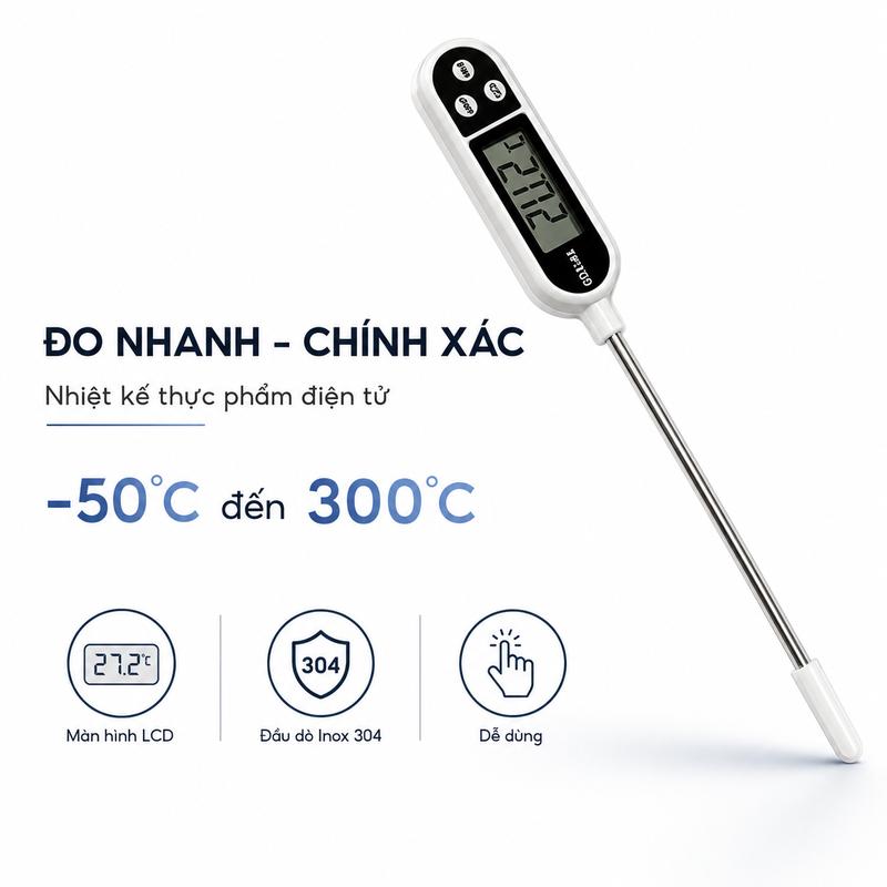 SIIO |Nhiệt Kế Thực Phẩm Điện Tử Màn Hình LCD, Đầu Dò Inox 304, Đo Nhanh Chính…
