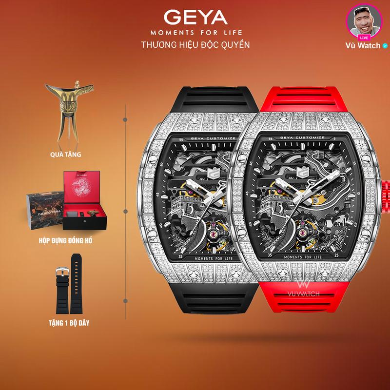 Đồng hồ cơ nam GEYA G78075 8486 | Vạn Thành Trường Thành | Tặng 1 bộ dây hộp đựng 1 ly rượu 1 lần thay kính miễn phí
