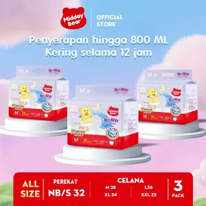 Midday Bear Sea Popok Perekat dan Popok Celana Bayi Sekali Pakai Daya Serap Extra Night Pants - All Size Diapers Tape NB S / Pants M-XXL