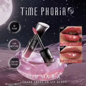 Time Phoria- Lunara Frost 3D Lip Gloss Lipstick 4ml｜Rasa bibir jelly dingin bening, warna cerah ala film, kilau memukau