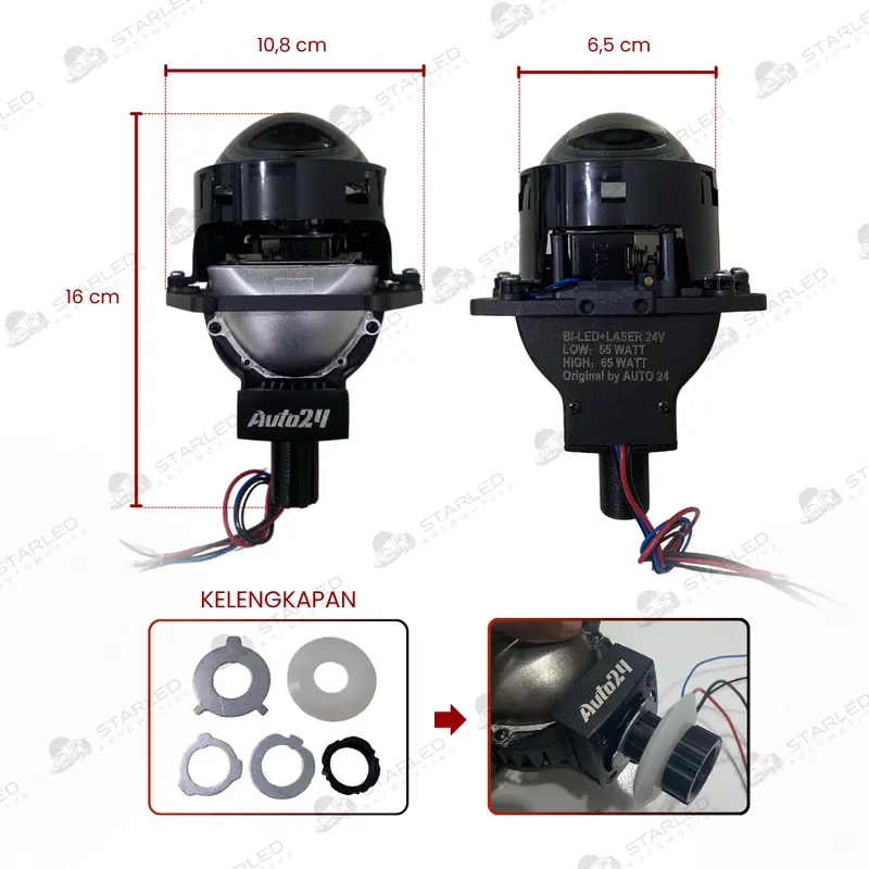 AUTO24 LAMPU BI - LED 24VOLT LAMPU PROJIE 55W 65W LAMPU PROJIE BILED UKURAN 3 INCH LAMPU DEPAN KENDARAAN MOBIL TRUK Car 6