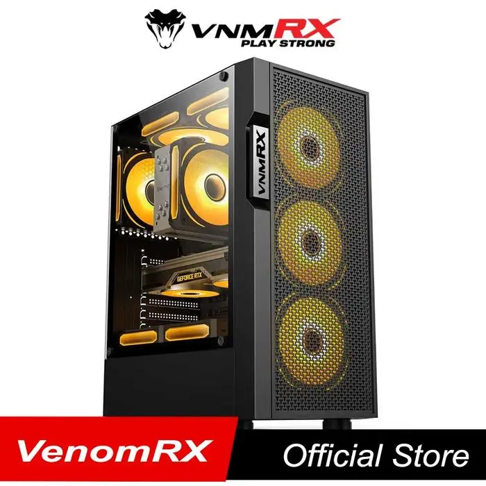 VENOMRX CASING PC ARUNA BLACK MICRO ATX TEMPERED GLASS 4X120MM ARGB FAN
