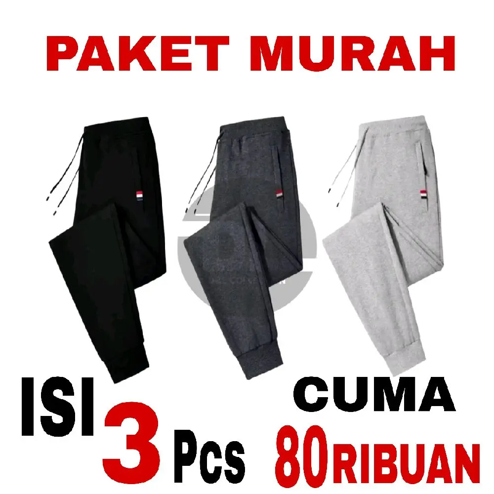 Paket Murah Isi 3 Pcs Celana  Jogger  Panjang Uniseks (Pria dan Wanita). Celana Joger Sport/ Olahraga Bahan Baby Terry Tebal Lembut Dan Nyaman Menyerap Keringat. 3PCS1PKT. adem pas regular random warna training joggers gym