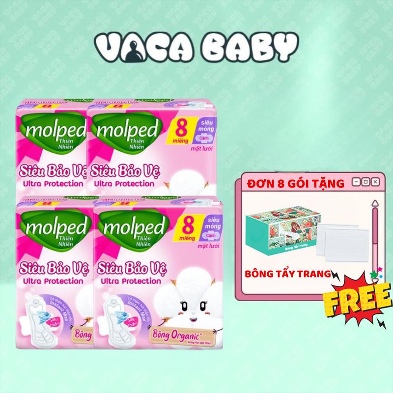 Combo 4 gói Băng vệ sinh Molped đủ mã ngày đêm mát lạnh có cánh không cánh