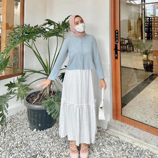 Cardigan Rajut Crop Atasan Wanita Pastely Panjang Baju Fit Rib Knitwear 0
