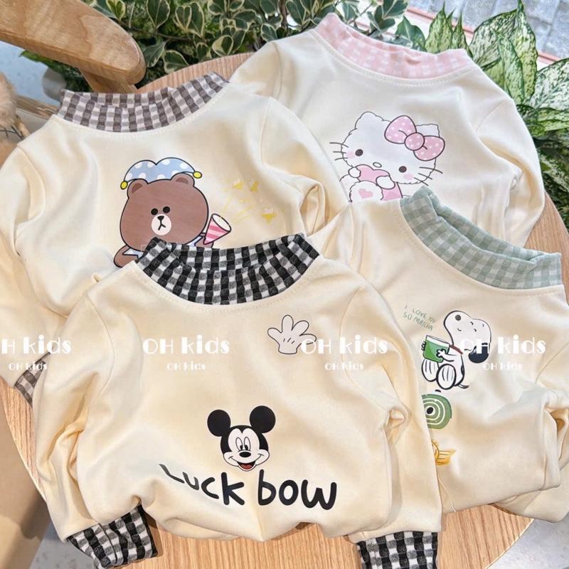  BB8 Bộ Đồ Dài Tay Thu Đông Phối Họa Tiết CaRo Cho Bé Chất Vải Zip Ấm Áp Họa Tiết Xinh Xắn Dễ Thương Từ 6-16kg 