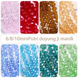 DIY Beads Kristal Pipih – 4mm (±125 pcs), 6mm (±88 pcs), 8mm (±65 pcs), & 10mm (±65 pcs) – Warna Lengkap untuk Aksesoris & Perhiasan DIY