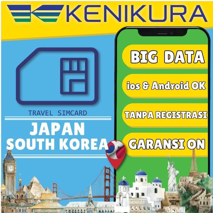Gambar SIM Card Jepang Korea Selatan Kuota Data Besar | Japan South Korea SimCard Internet Travel | Kenikura - 3 Days, 3GB dari Kenikura Tour Kota Tangerang Selatan Tokopedia