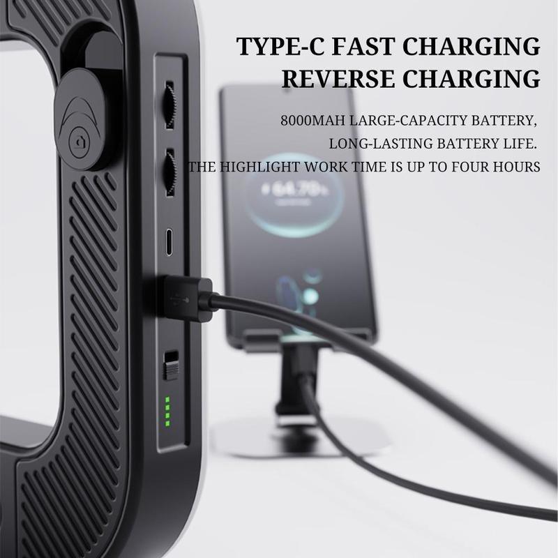 USB Rechargeable Selfie Portable Ring LED Ring Light, 8000mAh Long Battery Life Clip-on Selfie Fill Light, Portable Selfie Light for Bedroom, Living Room, Office, Mobile Power Supply for Charging Other Devices 2
