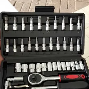 SNACKTIME Set Kunci Sok Kunci Shock 46 Pcs Mobil Motor Lengkap Socket Tool Kit Pas Ring L Motor Mobil